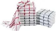 Luxury Nights Kitchen Terry Tea Towel 100% Pure Cotton - Assorted Colours Super Absorbent Soft Touch Dish Towels Tea Towel Bar Cleaning Check Designed (Pack of 12)