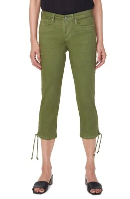 NYDJ - Capris With Drawcord Hem Pants - Olivine Green - Size 6