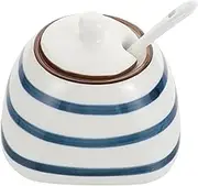 FUNNETOYU 1Set Ceramic Condiment Pot with Spoon Multifunctional Spice Jar for Storing Seasoning Spices and Easy to Clean Stylish Kitchen Decor