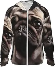 [LHBWCVN] UPF 50+ Light Jacket Full Zip Sun Protection Hoodie for Women Men Long Sleeve Pug Sun Shirts