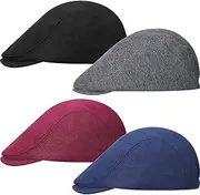 outret 4 Pieces Men's Flat Cap Gatsby Newsboy Hat Driving Cabbie Hunting Cap