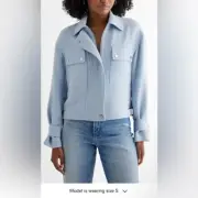 NEW with tags (NWT) Express Baby Blue Oversized Cropped Moto Jacket Size L