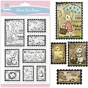 GLOBLELAND Spring Vintage Easter Rabbit Postage Stamps Clear Stamps for Card Making Easter Chicken Sheep Silicone Clear Stamps Greetings Happy Easter Transparent Stamps Seal for DIY Scrapbooking