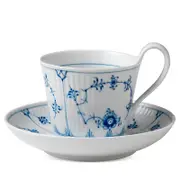 Royal Copenhagen Blue Fluted Plain High Handle Tea Cup & Saucer