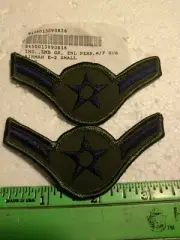 One (1) Pair of US Air Force 3.5" Airman Subdued Rank/Chevron Patches (19-820)