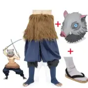 Demon Slayer Cosplay Inosuke Costume Mask Trousers Flip-Flop Size Choice