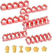 Thinp 6 Set Mini Cookie Cutters Including Goldfish Cracker Cutter Dog Bone Paw Flower Heart Carrot Shaped Cracker Cutter for Cakes Cookies Sugar Pet Snacks Making Dog Themed Party Gift (Pink)
