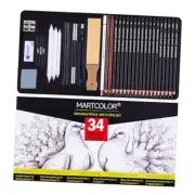 Drawing Sketching Pencils Set Pieces Pro Art Pencil Kit - Graphite Pencils 34
