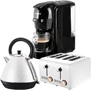 [Pronti] Kettle & Toaster and HomeMaid Coffee Machine Combo in White Multi Capsule Short Espresso Long Espresso 2.2kW Heating 4-Slice Toaster