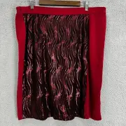 Bob Mackie Pencil Skirt Womens XL Red Sequin Pull On Stretch Holiday Party NWT