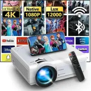 Mini Projector with WiFi and Bluetooth, Portable 12000 Lumens Native 1080P Proje
