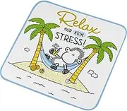 Sheepworld Magic Towel with Saying Relax | Small Hand Towel, Guest Towel, Pressed Shape, 30 cm x 30 cm, Cotton | Gift, Funny Surprise | 74126