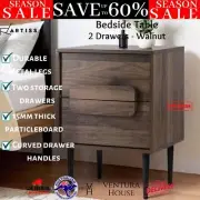 Artiss Bedside Table 2 Drawers Cabinet Nightstand Side End Table Storage Walnut