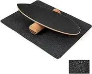 Costway Wooden Balance Board Trainer, Wobble Board w/Roller & Blanket for Skateboard, Hockey, Snowboard & Surf Training to Build Core & Exercise Stability, 3-in-1 Balance Board Kit