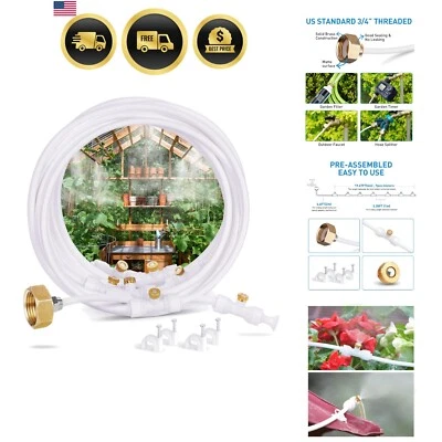 26.3FT Outdoor Misting Cooling System with 7 Brass Nozzles for Summer Comfort