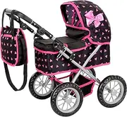 KP0261R Doll's Pram from 2 Years, Pram Dolls - Lightweight and Sturdy Construction, Children's Doll Pram from 3 Years, Height Adjustable from 33 to 63 cm, Outdoor Toy