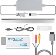 LongLongJin 4 in 1 Wii to HDMI Adapter Kit - Enhance Your Gaming Experience with Wii AC Power,Wired Motion Wii Sensor Bar,and Audio Video Cable Compatible with Nintendo Wii Games