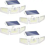 INCX Solar Lights Outdoor with Motion Sensor, 3 Heads Security 4 Pack, White