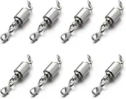 Zpsolution Screw Locking Magnetic Necklace Clasps and Closures Safety Easy Jewelry Clasps 6mm Light and Small Keep The Clasp in Back 8pcs Silver