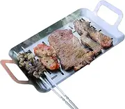 WillBBQ Heavy-Duty BBQ Grill Plate Topper – Stainless Steel Tray with Handles for Grilling, BBQ, Outdoor & Kitchen