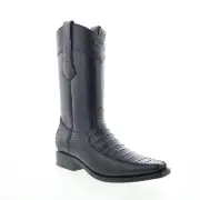 Los Altos Square Toe Belly Deer Print Mens Black Wide Cowboy Western Boots