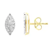 Marquise Stud Earrings with 0.10ct of Diamonds in 9kt Yellow Gold