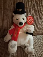 Vintage Coca Cola Collection Plush 8" White Polar Bear Holiday 2000