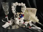 KISS SNOOPY DOG Germs LUCY Wedding Cake Topper LOT Glasses Kinfe peanuts gang