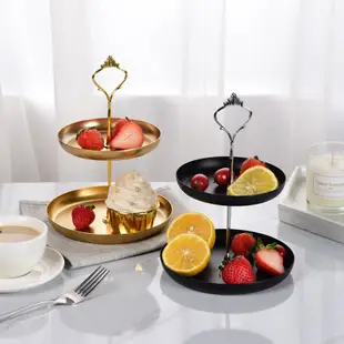 歐式輕奢 雙層圓形串盤 鐵盤 展示 收納 蛋糕台 甜品台 糖果 餅乾 水果盤 首飾收納 【RI2910】《Jami》