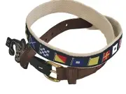 Canterbury Leather and canvas Belt Waist 26” ship boat nautical flags Women Kids