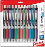 Pentel EnerGel RTX Medium Line Retractable Liquid Gel Pen, 0.7 mm Tip Size, Assorted (Pack of 12)