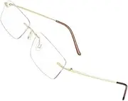 Men Rimless Reading Glasses, Ultra Light Multifocus Progressive Computer Readers, Titanium Presbyopia Eyeglasses