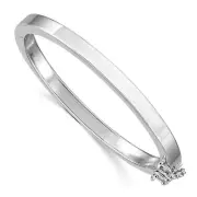 .925 Sterling Silver Rhodium Plated 4mm Children's w/ Safety Hinged Bangle 5"
