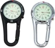 [DEARMAMY] 2pcs Carabiner Watch Digital Watch Pocket Watch Watches Clip on Watch Fluorescent Design Watch Small Watch Carabiner Watch for Outdoor Clip Type Watch Alloy Material Black