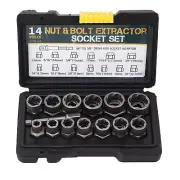 14 Pcs Set Nut Bolt Extractor, Alloy Steel High Hardness Anti Slip Bolt Nut Remo