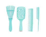 5pcs Detangling Brush Scalp Massage Straight Hair Hollow Comb Rat Tail Hair Brush Set Green