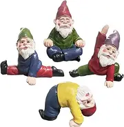 Yoga Miniature Garden Gnome Fairy Garden Gnomes Figurines Accessories Little Garden Gnomes Outdoor Small Gnomes Dwarfs Ornaments Set of 4, 3 inch Gnomes