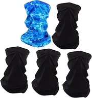 [Healvian] 5pcs Sun Durable Ice Silk Cycling Scarf Windproof Face Mask Breathable Headwrap for Outdoor Sports Activities Black Camouflage Blue