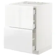 METOD / MAXIMERA base cab f hob/2 fronts/3 drawers, white/Voxtorp high-gloss/white, 60x60x80 cm