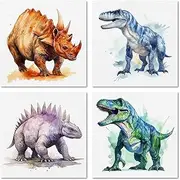 Yatehui Dinosaur Canvas Wall Art Print Watercolor Cute Animal Artwork for Children's Room Nursery Wall Decor