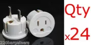 24pk American to European Plug Adapter US USA to Europe EU Two Round Pin White