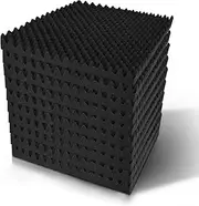 Alpha Set of 60 Sound Proofing Panels, Acoustic Panel Foam Sounds Deadening Absorbing Studio Soundproof Foams Blanket Eggshell Home Office Room Theatres Door Wall Corner Absorber, 50cm x 50cm Black