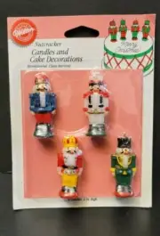 New Vintage 1994 Wilton 4 Nutcracker Candles & Cake Decorations 2"