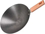 Abaodam Small Iron Wok Pan Non Stick Frying Pan with Ergonomic Handle for Gas Stove Durable Kitchen Wok for Frying Boiling Steaming for Single Person Use
