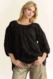 Davi & Dani Tied Round Neck Mesh Blouse for Women