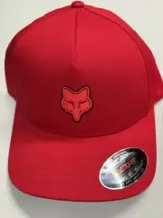 Fox Racing Flexfit Hat Red On Red Logo Adult Cap Small/M