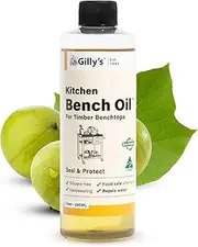 Gilly's Kitchen Bench Oil 250ml | Tung Oil-Based Natural Timber Sealer for Benchtops, Tables, Cabinets, and More | Water Repellent, Easy Maintenance, No Silicone or Synthetic Resins