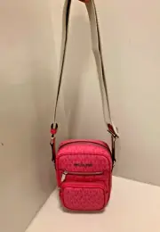 Michael Kors Jet Set Medium Signature Logo NS Pocket Crossbody Bag - Dragonfruit