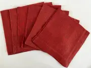 NWT Set 6 Deborah Rhodes 100% Red Linen " Silk Road Pique" Napkins 22" x 22"