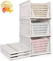 X-Large Stackable Plastic Storage Basket Foldable Closet Organizers Clothes Draw